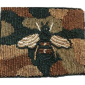 Shirdee Beaded Coin Purse Hand Sewn Seed Bead Bee Camo Design